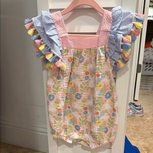 Colorful Floral Baby Romper with Ruffle Sleeves
